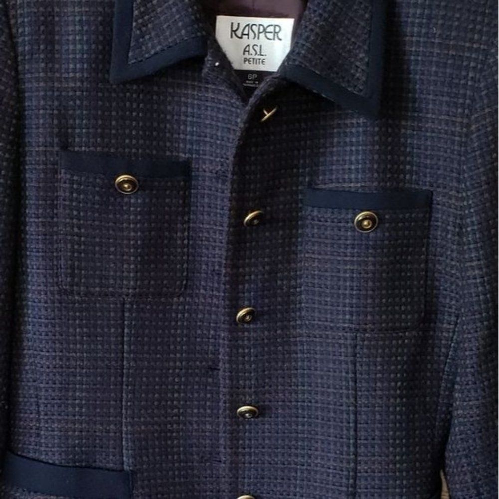 Kasper Asl 100% Wool Button Front Jacket - image 4